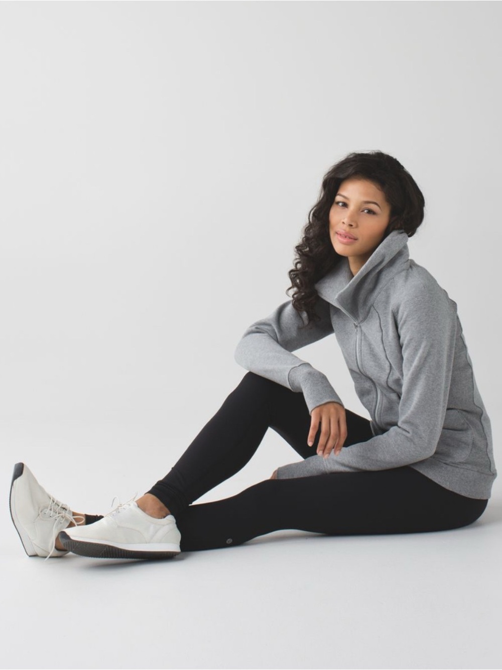 lululemon athletica Grey High Funnel Zip Sweater